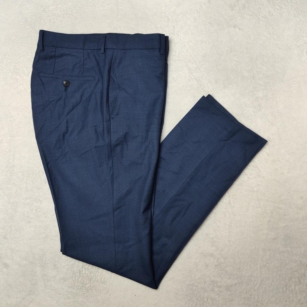 Hugo Boss Pants Mens 32x32 Blue Slim Wool Viscose Tapered Dress Suit Novan Ben